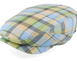 Flat Caps-Stetson Driver Cap Linen Check Multicolor Flat Cap -
