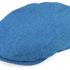 Flat Caps-Stetson Driver Cap Linen Herringbone Blue Flat Cap -