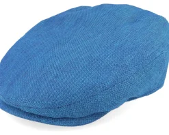 Flat Caps-Stetson Driver Cap Linen Herringbone Blue Flat Cap -