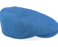 Flat Caps-Stetson Driver Cap Linen Herringbone Blue Flat Cap -