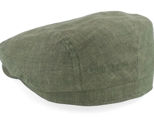 Online Stetson Driver Cap Linen Olive Flat Cap -