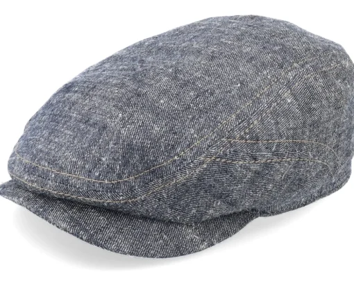 Flat Caps-Stetson Driver Cap Linen/Silk Navy Flat Cap -
