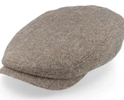 Flat Caps-Stetson Driver Cap Silk Brown Flat Cap -