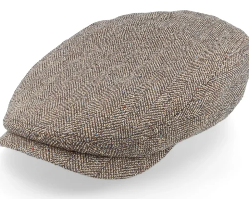 Flat Caps-Stetson Driver Cap Silk Brown Flat Cap -