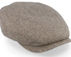 Flat Caps-Stetson Driver Cap Silk Brown Flat Cap -