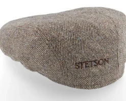 Flat Caps-Stetson Driver Cap Silk Brown Flat Cap -