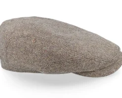 Flat Caps-Stetson Driver Cap Silk Brown Flat Cap -