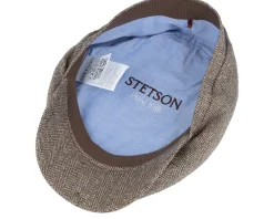 Flat Caps-Stetson Driver Cap Silk Brown Flat Cap -