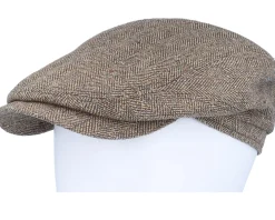 Flat Caps-Stetson Driver Cap Silk Brown Flat Cap -