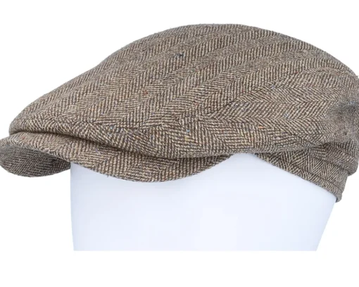 Flat Caps-Stetson Driver Cap Silk Brown Flat Cap -
