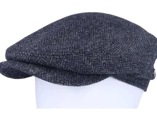 Flat Caps-Lierys Driver Cap Wool Navy Flatcap -