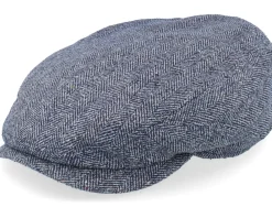 Hot Stetson Driver Silk Blue Herringbone Flat Cap -