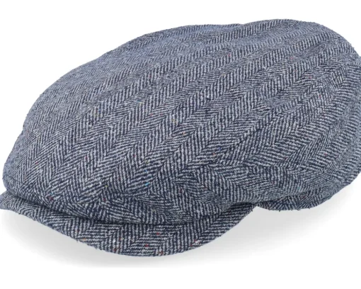 Hot Stetson Driver Silk Blue Herringbone Flat Cap -