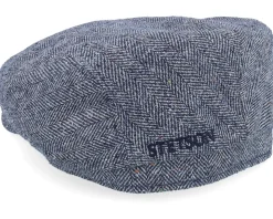 Hot Stetson Driver Silk Blue Herringbone Flat Cap -