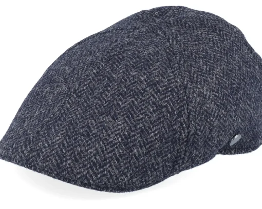Flat Caps-Lierys Duck Cap Wool Navy Flat Cap -