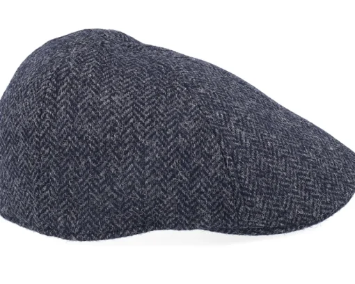 Flat Caps-Lierys Duck Cap Wool Navy Flat Cap -