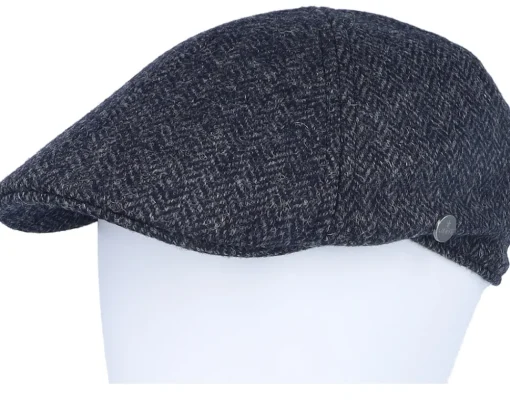 Flat Caps-Lierys Duck Cap Wool Navy Flat Cap -