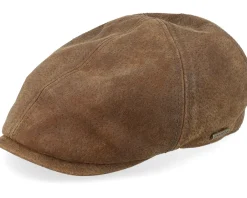 Earflap-Stetson Duck Pigskin Ear Flap Brown Flat Cap -