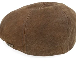 Earflap-Stetson Duck Pigskin Ear Flap Brown Flat Cap -