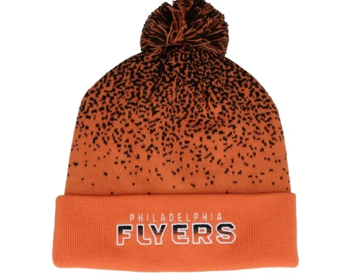 Pom Beanies-Fanatics Ducks Iconic Gradiant Beanie Dark Orange Pom - Black