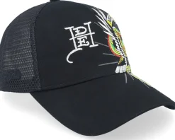 Trucker-Ed Hardy Eagle & Snake Battle Twill Mesh Black A-Frame Trucker -