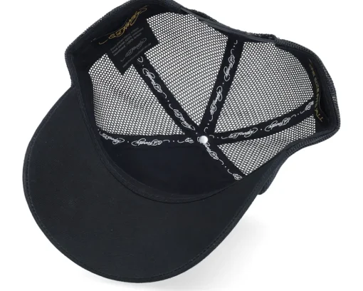 Trucker-Ed Hardy Eagle & Snake Battle Twill Mesh Black A-Frame Trucker -