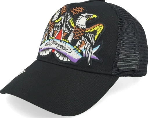 Best Ed Hardy Eagle Crystal Rock Black/Black A-Frame Trucker -