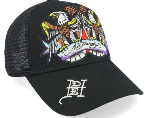 Best Ed Hardy Eagle Crystal Rock Black/Black A-Frame Trucker -