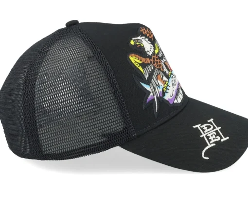 Best Ed Hardy Eagle Crystal Rock Black/Black A-Frame Trucker -