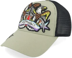 Fashion Ed Hardy Eagle Crystal Rock Green/Black Trucker -