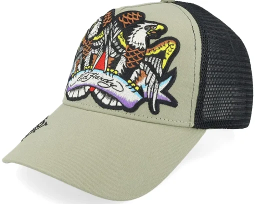 Fashion Ed Hardy Eagle Crystal Rock Green/Black Trucker -