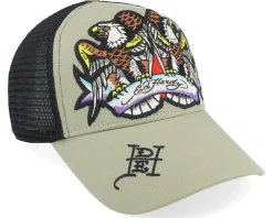 Fashion Ed Hardy Eagle Crystal Rock Green/Black Trucker -
