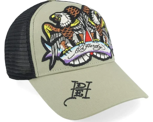 Fashion Ed Hardy Eagle Crystal Rock Green/Black Trucker -