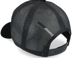Velvet Caps-Iconic Eagle Face Engraved Patch Velvet Black Trucker -