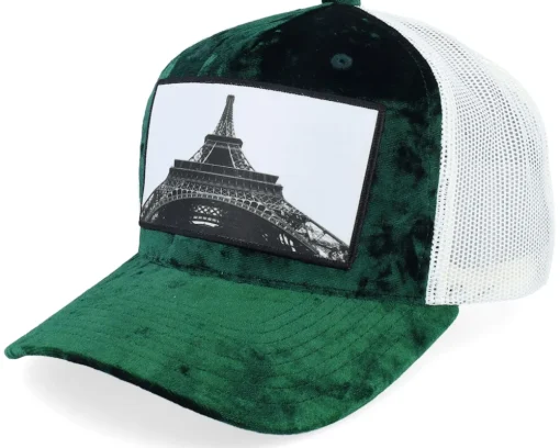 Best Calza Pennello Eiffel Tower Velvet /Ivory A-frame Trucker - Green