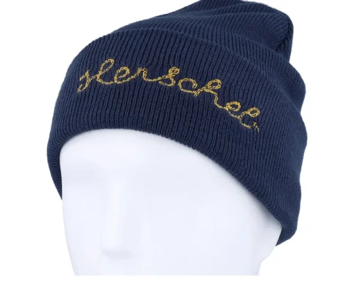 Cuff Beanies-Herschel Elmer Chain Stitch Beanie Black Iris/Golden Yellow Cuff -
