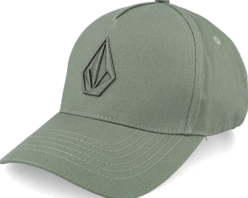 Adjustable-Volcom Embossed Stone Hat Light Olive A-Frame Adjustable -