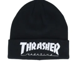 Skate | Cuff Beanies-Thrasher Embroidered Logo /White Cuff - Black