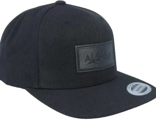 Snapback-Wild Spirit Engraved Alaska Mountain Box Patch Black Snapback -