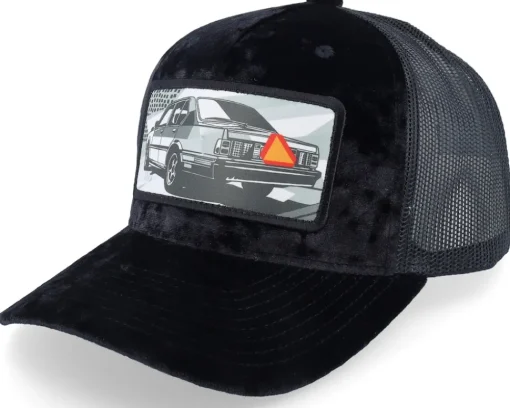 Trucker | Velvet Caps-Calza Pennello Epa Car Pop Art Velvet /Black A-Frame Trucker - White