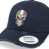 New Calaveras Evil Skull Patch Black Destroyed Dad Cap -