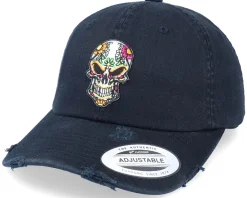 New Calaveras Evil Skull Patch Black Destroyed Dad Cap -