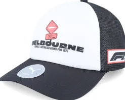 Adjustable-Puma F1 Logo 25 Race Special Australia White/Black A-Frame Trucker -
