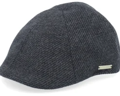 New Seeberger Fabric Black Flat Cap -