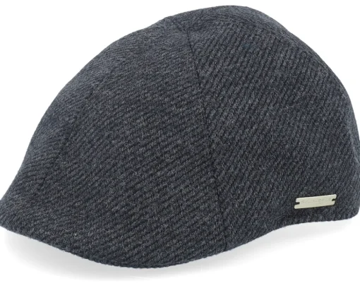 New Seeberger Fabric Black Flat Cap -