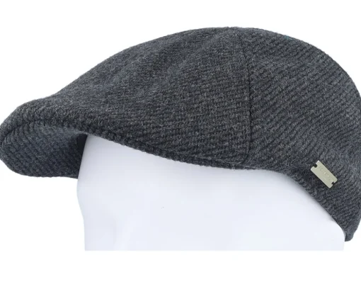 New Seeberger Fabric Black Flat Cap -