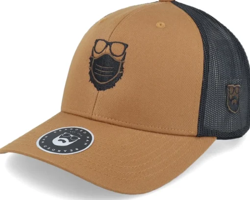 Trucker-Bearded Man Face Mask Quarantine Beard Caramel/Black Trucker -