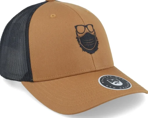 Trucker-Bearded Man Face Mask Quarantine Beard Caramel/Black Trucker -