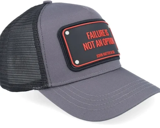Trucker-John Hatter & Co Failure Is Not An Option Rubber Charcoal Grey/Black A-Frame Trucker -