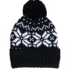 Pom Beanies-Beechfield Fair Isle Snowstar® Beanie /White Pom - Black